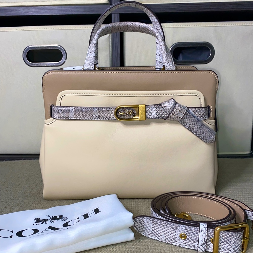 Coach Tate Carryall 29 in Color Block With Snakeskin Detail
